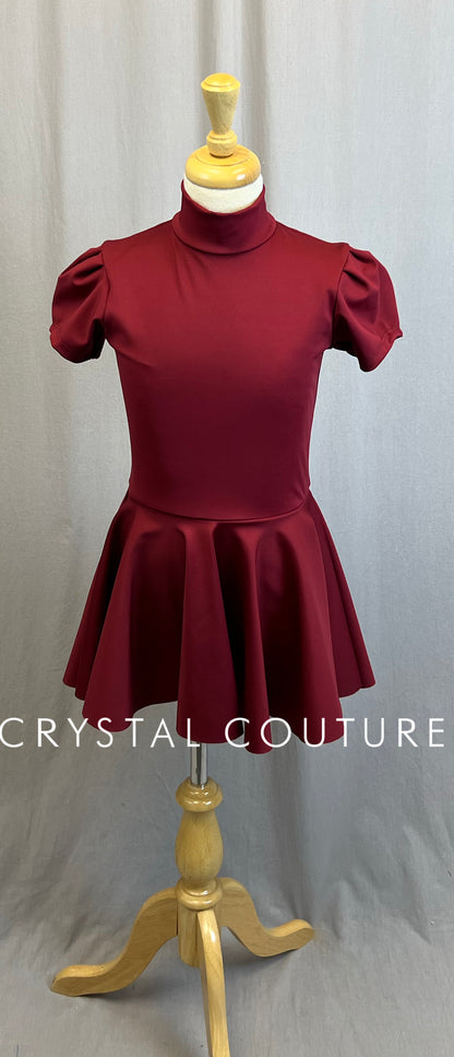 *Brand New* Burgundy Mock Neck Cap Sleeve Dress