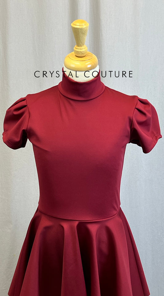 *Brand New* Burgundy Mock Neck Cap Sleeve Dress