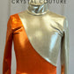 *Brand New* Metallic Orange and Gold Colorblock Long Sleeve Unitard