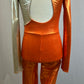 *Brand New* Metallic Orange and Gold Colorblock Long Sleeve Unitard