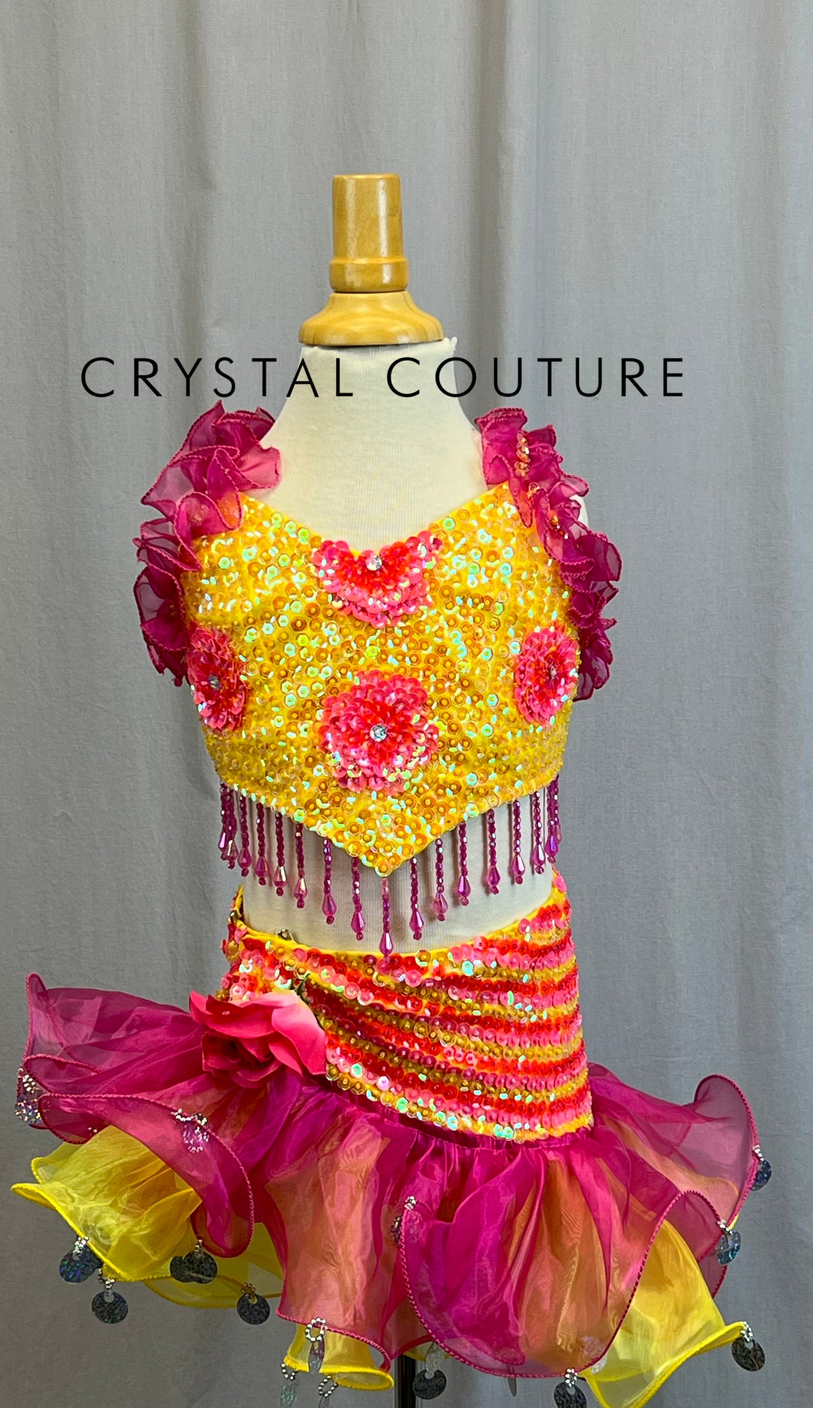 yellow dress with pink accessories pink dress & yellow bag