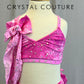 *Custom* Pink and White Marble Lace Two Piece Set - Rhinestones