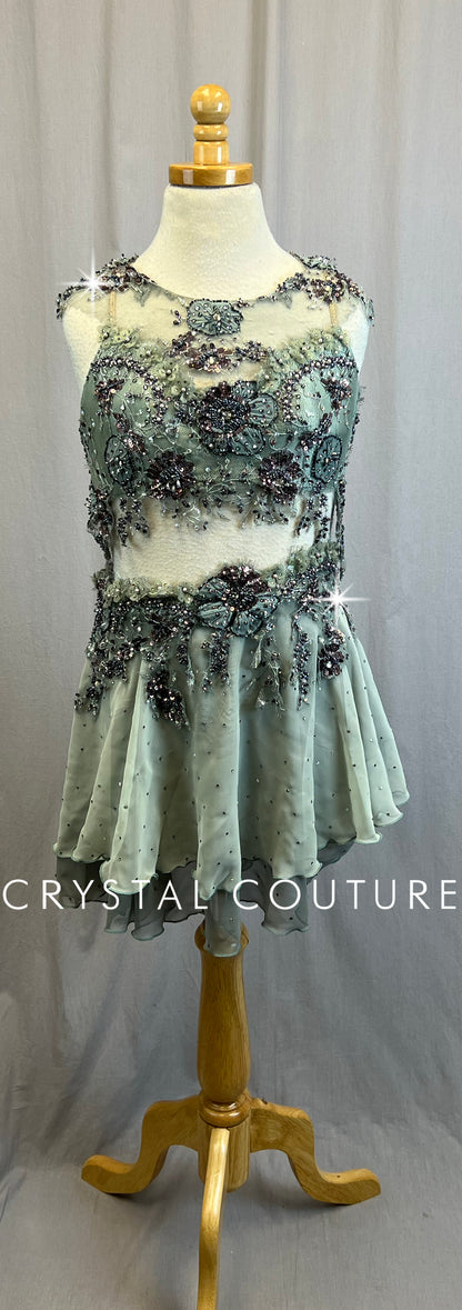 *Custom* Gray Chiffon and Mauve Applique Two-Piece Set - Rhinestones