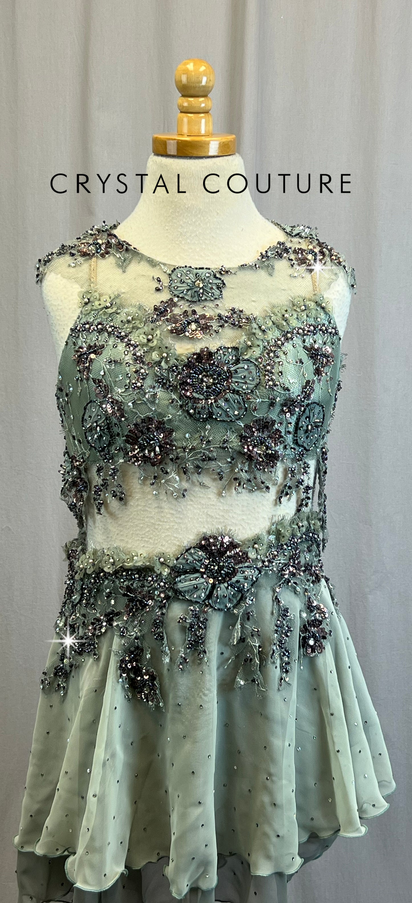 *Custom* Gray Chiffon and Mauve Applique Two-Piece Set - Rhinestones