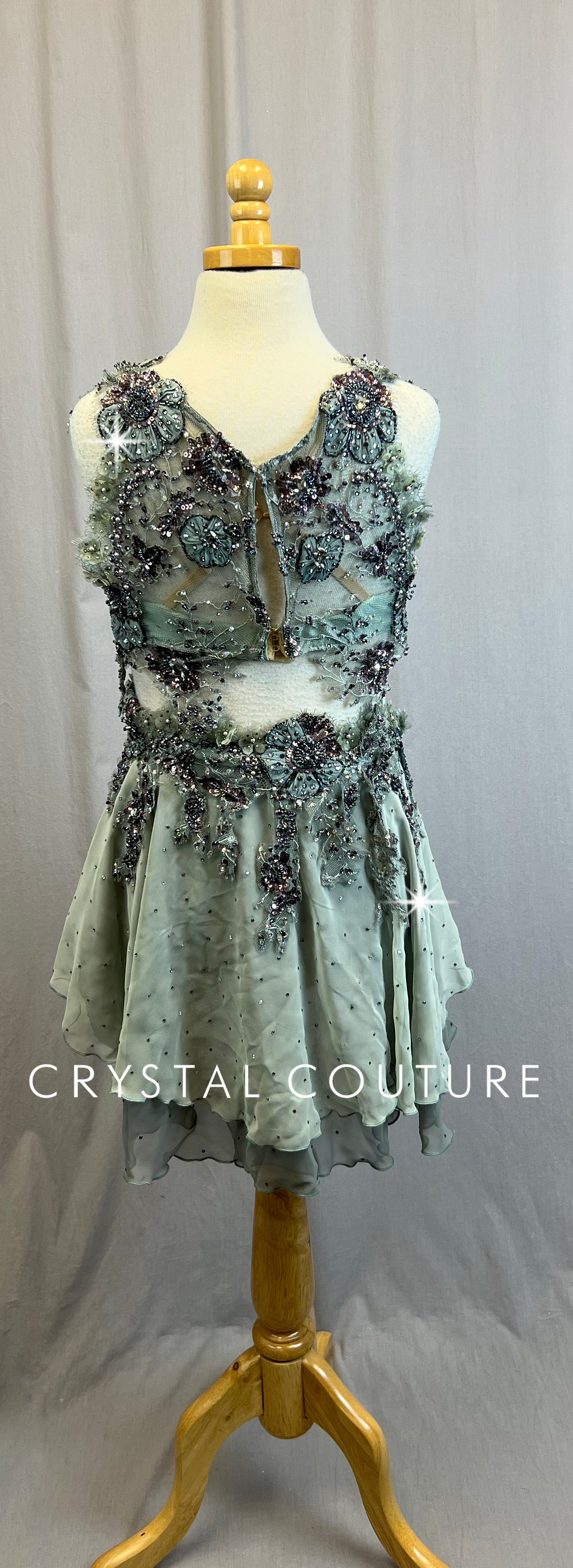 *Custom* Gray Chiffon and Mauve Applique Two-Piece Set - Rhinestones