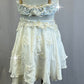 *Custom* White Chiffon and Applique Bra Top and Skirt Two-Piece Set - Rhinestones