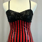 *Custom* Black and Red Striped Sequin Leotard with Ruffle Accents