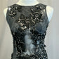 *Custom* Gray Lace Leotard with Mesh Asymetrical Skirt - Rhinestones