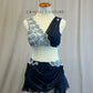 *Custom* Navy Blue and White Chiffon Draping Two-Piece Set - Rhinestones