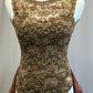 *Custom* Tan and Brown Beaded Leotard with Chiffon Half-Skirt - Rhinestones