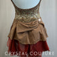 *Custom* Tan and Brown Beaded Leotard with Chiffon Half-Skirt - Rhinestones