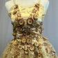 *Custom* Gold Romantic Style Skirt Ballet Dress with Floral Appliques - Rhinestones