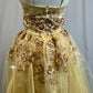 *Custom* Gold Romantic Style Skirt Ballet Dress with Floral Appliques - Rhinestones