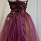 *Custom* Plum and Burgundy Romantic Style Skirt Ballet Dress with Floral Appliques - Rhinestones