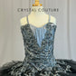 *Custom* Dark Gray and Black Platter with Appliques Tutu - Rhinestones