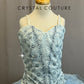 *Custom* Light Blue with Floral Holographic Sequin Detailing Platter Tutu - Rhinestones