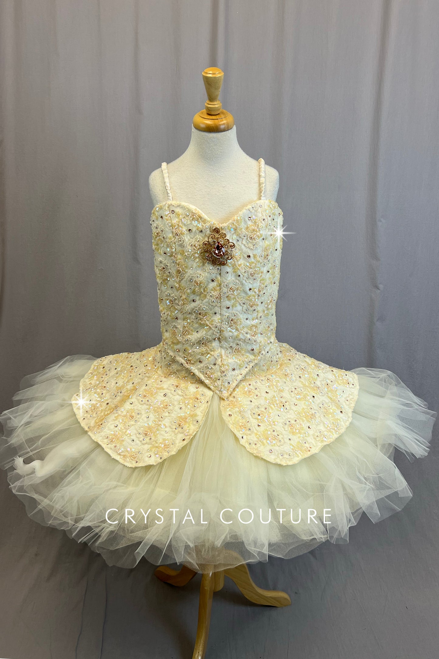 *Custom* Ivory Beaded Ballet Platter Tutu - Rhinestones