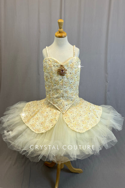*Custom* Ivory Beaded Ballet Platter Tutu - Rhinestones