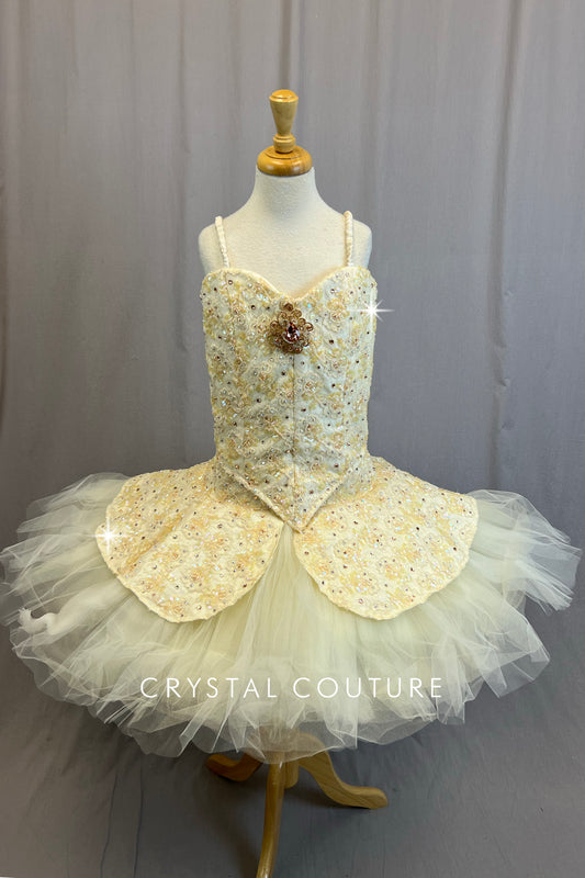 *Custom* Ivory Beaded Ballet Platter Tutu - Rhinestones