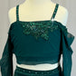 *Custom* Emerald Green Mesh Long Sleeve and Short Set - Rhinestones