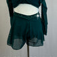 *Custom* Emerald Green Mesh Long Sleeve and Short Set - Rhinestones