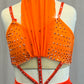 Custom Sunset Orange Ombre Biketard with Mesh Accents - Rhinestone