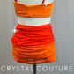 Custom Sunset Orange Ombre Biketard with Mesh Accents - Rhinestone