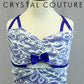*Custom* Purple and White Lace and Lycra Leotard - Rhinestones