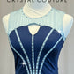 Navy and Light Blue Geometric Unitard- Rhinestones