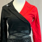 Black and Red Suitcoat Leotard with Mesh and Sequins-Rhinestones