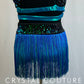 Metallic Teal and Black Sequin Crop Top and Fringe Skirt Set