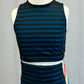 *Custom* Black and Blue Stripped Two-Piece Set -Rhinestones