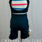 *Custom* Black and Blue Stripped Two-Piece Set -Rhinestones