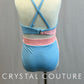 *Custom* Tri-Color Pastel Crop Top and Brief Set with Appliques - Rhinestones