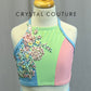 *Custom* Tri-Color Pastel Crop Top and Brief Set with Appliques - Rhinestones