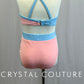*Custom* Tri-Color Pastel Crop Top and Brief Set with Appliques - Rhinestones