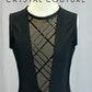 *Custom* Black Sleeveless Legging Unitard with Mesh and Silver Accents