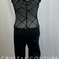 *Custom* Black Sleeveless Legging Unitard with Mesh and Silver Accents