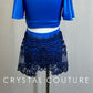 *Custom* Royal Blue Lycra Two-Piece Set with a Flutter Sleeve Top and an Embroidered Half-Skirt