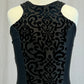 *Custom* Black Lycra and Ornate Velvet Unitard with Red Accents