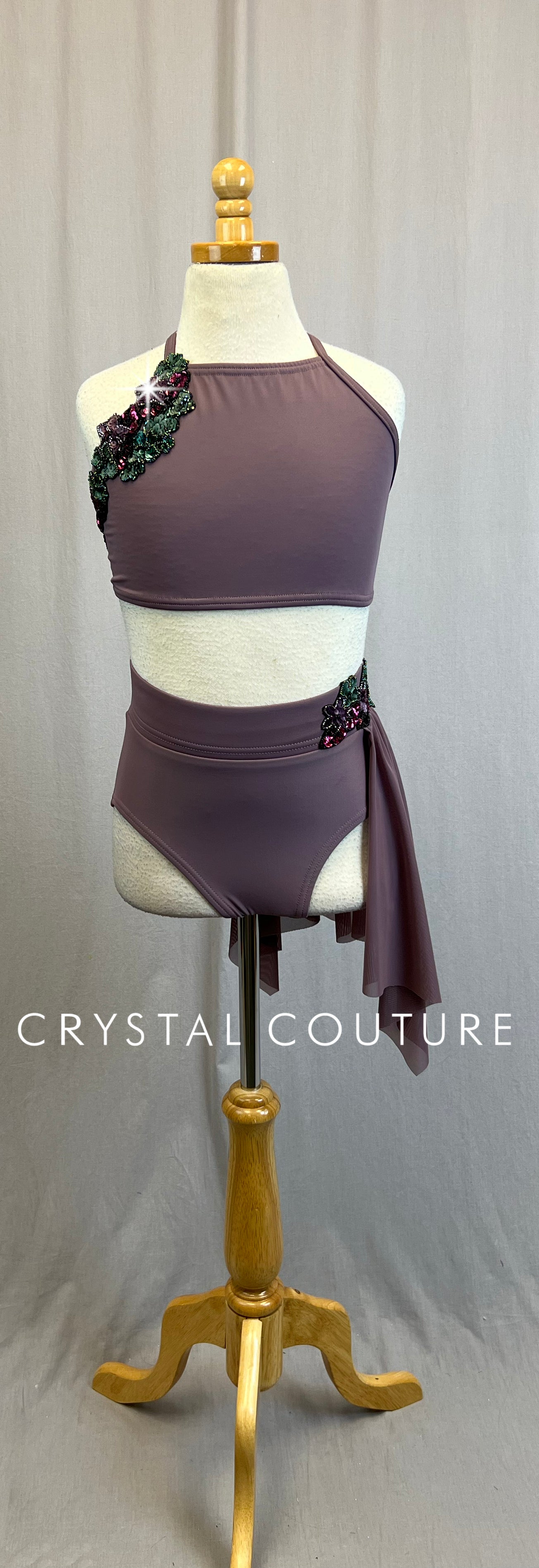 *Custom* Mauve Purple Two-Piece Crop Top and Brief Set