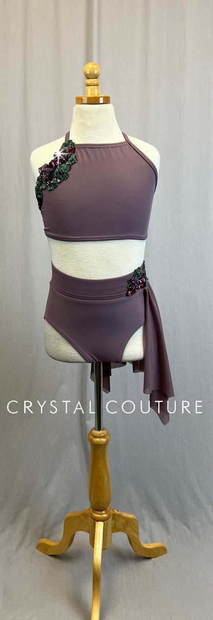 *Custom* Mauve Purple Two-Piece Crop Top and Brief Set