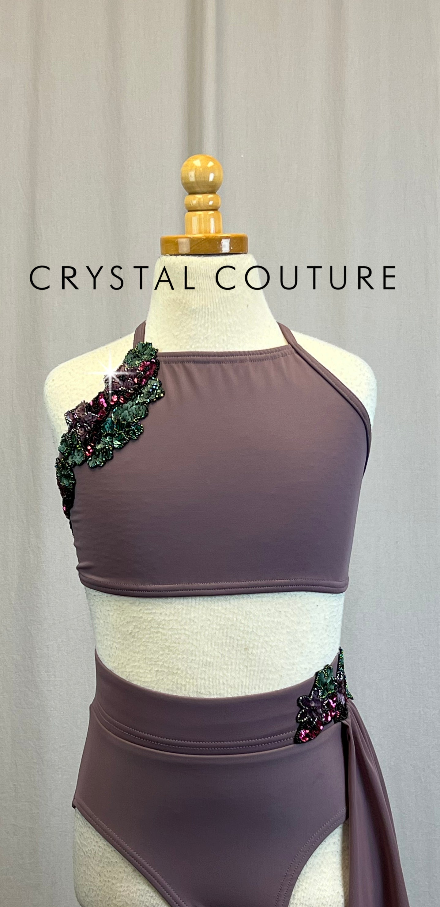 *Custom* Mauve Purple Two-Piece Crop Top and Brief Set