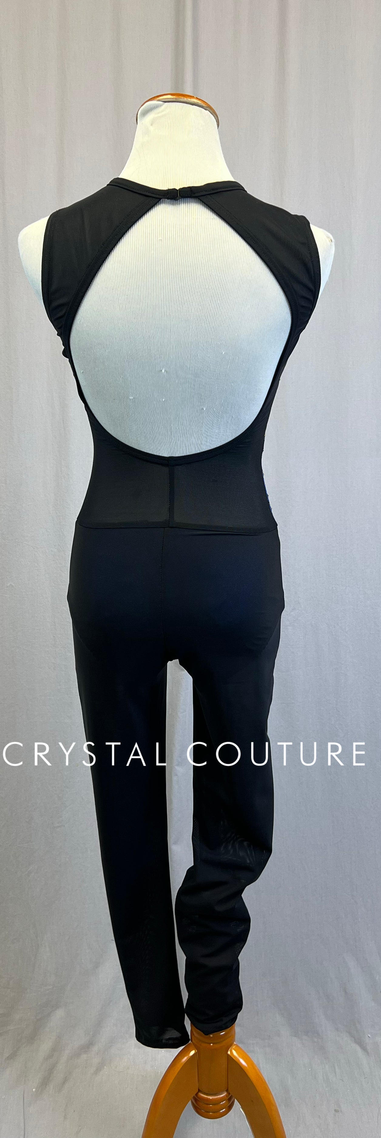 *Custom* Blue Ombre Floral Legging Unitard - Rhinestones