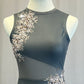 *Custom* Gray Mesh and Lycra Sleeveless Unitard with Beaded Appliques