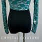 *Custom* Teal and Black Lace Long Sleeve Leotard with Appliques - Rhinestones