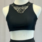 *Custom* Black Crop Top and Mesh Swirl Pants Two-Piece Set.
