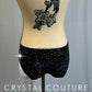 *Custom* Black Ornate Velvet Leotard with a Mesh Back - Rhinestones