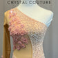 *Custom* Light Pink Velvet and Mesh One Sleeve Leotard with Appliques - Rhinestones