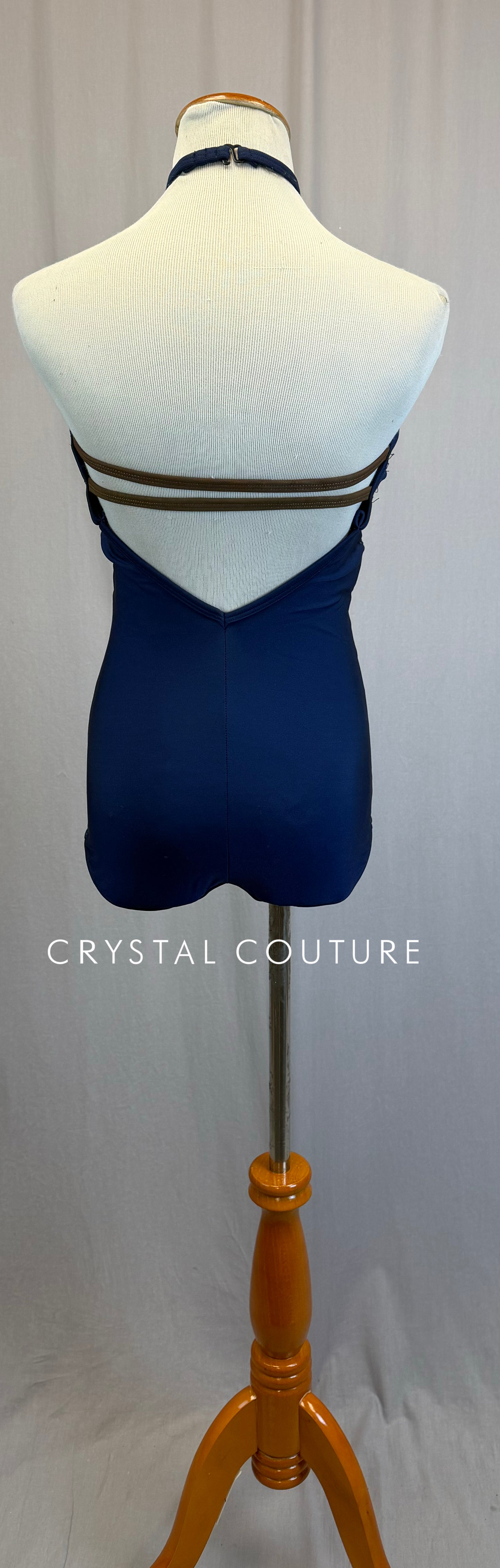 Navy Lycra and Lace Accent Leotard